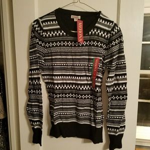 Merona Black and White Geometric Pattern Sweater